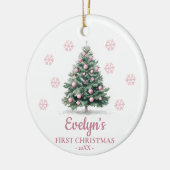 Christmas Tree Personalized Girl's First Christmas セラミックオーナメント (左)