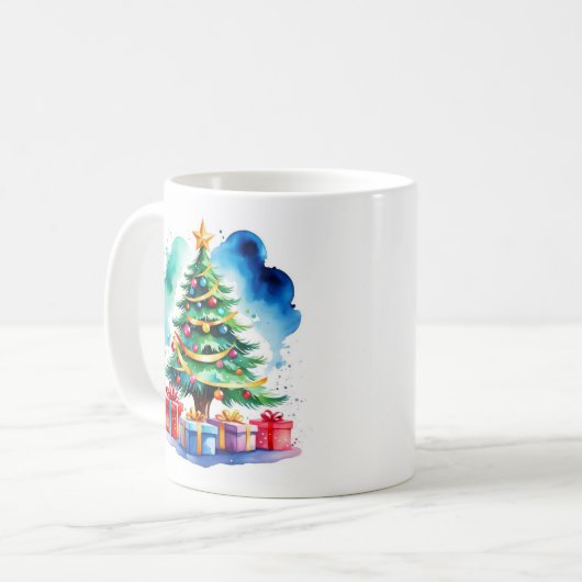 Christmas Tree Personalized Mug コーヒーマグカップ (正面左)