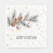 Christmas Tree Pine Cones Ornaments Gold Snowflake スタンダードランチョンナプキン (正面)
