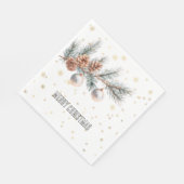 Christmas Tree Pine Cones Ornaments Gold Snowflake スタンダードランチョンナプキン (角)