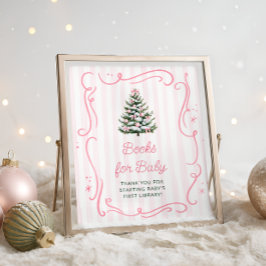 Christmas Tree Pink Baby Shower Books for Baby ポスター