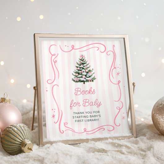 Christmas Tree Pink Baby Shower Books for Baby ポスター