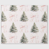 Christmas Tree Pink Bow Wrapping Paper ラッピングペーパー (フラット)
