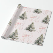 Christmas Tree Pink Bow Wrapping Paper ラッピングペーパー (アンロールド)