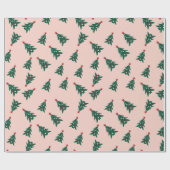Christmas Tree Pink, Green and Red Wrapping Paper ラッピングペーパー (フラット)