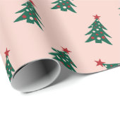 Christmas Tree Pink, Green and Red Wrapping Paper ラッピングペーパー (ロールコーナー)