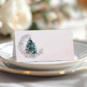 Christmas Tree Pink Silver プレイスカード