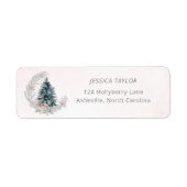 Christmas Tree Pink Silver Return Address ラベル (正面)