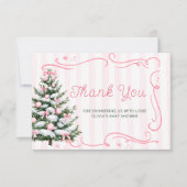 Christmas Tree Pink Winter Baby Shower Thank You  カード (正面)