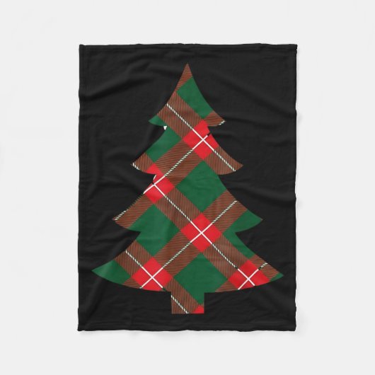 Christmas Tree Plaid Pattern Red Green Holiday For フリースブランケット (正面)