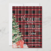 Christmas Tree Plaid Stripes Baby Shower   招待状 (正面)