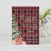 Christmas Tree Plaid Stripes Baby Shower   招待状 (スタンド正面)