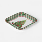 Christmas Tree Plaid with Holly ペーパープレート (傾斜あり)