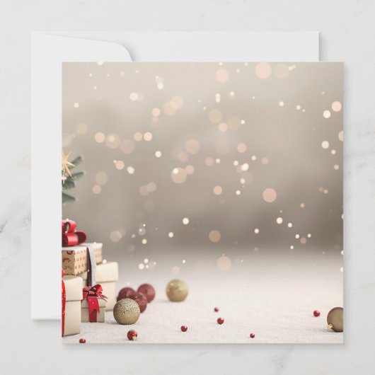 Christmas Tree Presents Bokeh Corporate Christmas 招待状 (裏面)