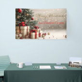 Christmas Tree Presents Bokeh Merry Christmas  横断幕 (トレードショー)