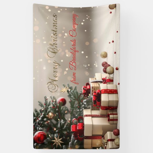 Christmas Tree Presents Bokeh Merry Christmas  横断幕 (縦)