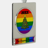 Christmas Tree | Rainbow Ornament | Names and Year シルバープレートバナーオーナメント (右)