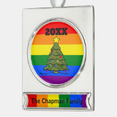 Christmas Tree | Rainbow Ornament | Names and Year シルバープレートバナーオーナメント (左)