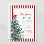 Christmas tree red bow Holiday Party Invitation 招待状 (正面)