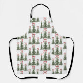 Christmas Tree Red Bow Retro Merry Christmas Xmas エプロン (正面)