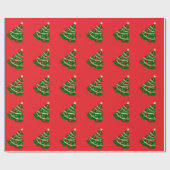 Christmas Tree Red Gift Wrapping Paper ラッピングペーパー (フラット)