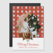 Christmas Tree Red Photo Holiday Magnetic  (正面/裏面)