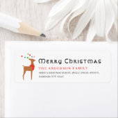 Christmas Tree & Reindeer Simple Return Address ラベル (インサイチュ)