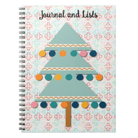Christmas Tree Retro Art Journal and Lists Spiral ノートブック (正面)
