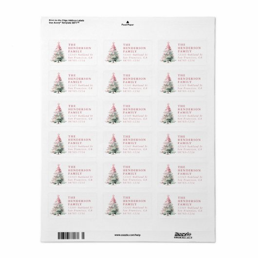 Christmas Tree Return Address Label ラベル (フルシート)