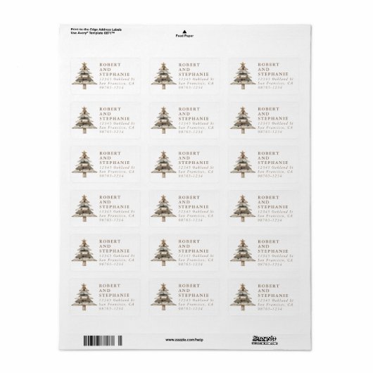 Christmas Tree Return Address Label ラベル (フルシート)