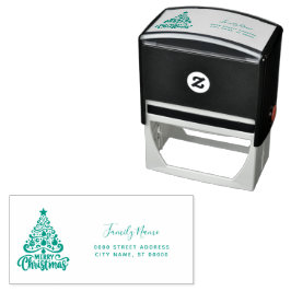 Christmas Tree Return Address Self-inking Stamp セルフインキングスタンプ