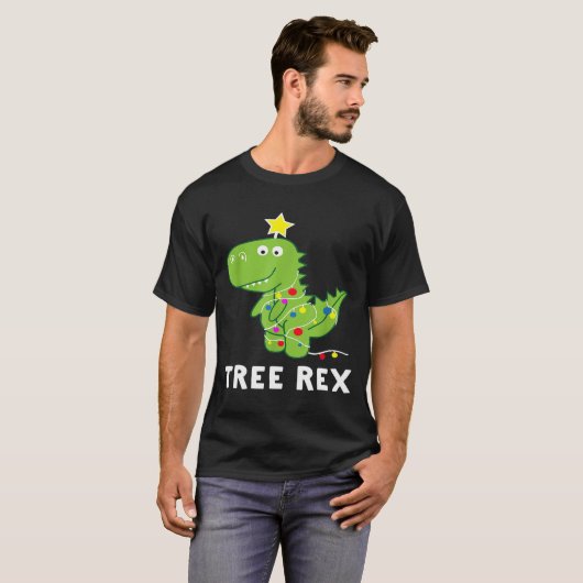 Christmas Tree Rex  Dinosaur Christmas Graphic Tシャツ (正面フル)
