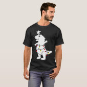 Christmas Tree Rex Dinosaur Xmas Lights Rex Pun Jo Tシャツ (正面フル)