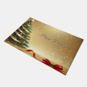 Christmas Tree Ribbons Holiday Doormat ドアマット (アングル)