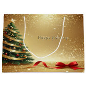 Christmas Tree Ribbons Holiday Gift Bag ラージペーパーバッグ (正面)