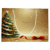 Christmas Tree Ribbons Holiday Gift Bag ラージペーパーバッグ (裏面)