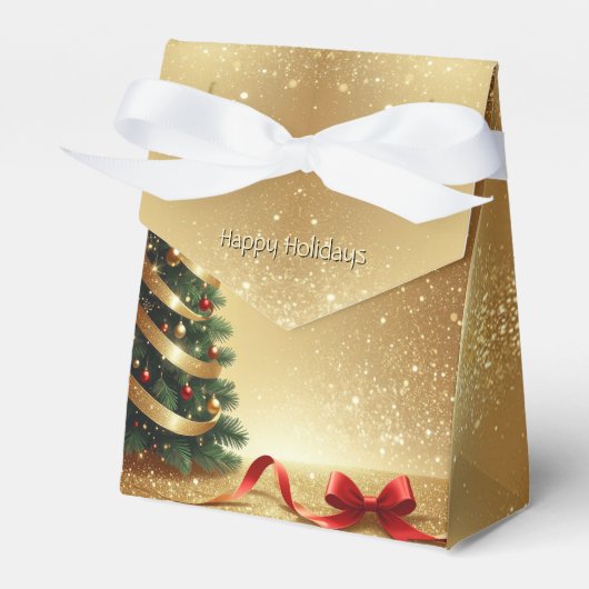 Christmas Tree Ribbons Holiday Gift Box フェイバーボックス (正面サイド)