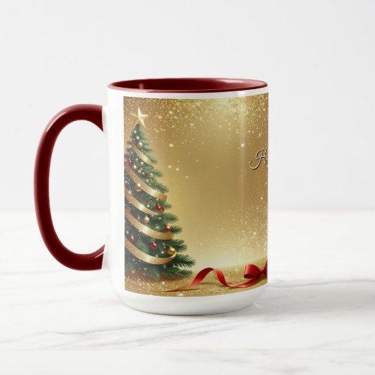 Christmas Tree Ribbons Holiday Mug マグカップ (左)
