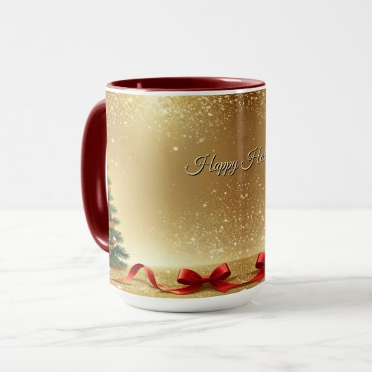 Christmas Tree Ribbons Holiday Mug マグカップ (正面左)