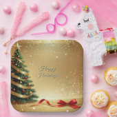 Christmas Tree Ribbons Holiday Paper Plate ペーパープレート (パーティー)