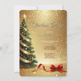 Christmas Tree Ribbons Holiday Party Invitation 招待状