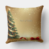 Christmas Tree Ribbons Holiday Throw Pillow クッション (裏面)