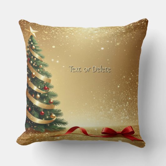 Christmas Tree Ribbons Holiday Throw Pillow クッション (正面)