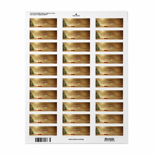 Christmas Tree Ribbons Return Address Label ラベル (フルシート)