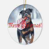 Christmas tree Rottweiler セラミックオーナメント (左)