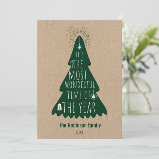 Christmas Tree Rustic Personalized シーズンカード (スタンド正面)