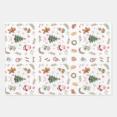 Christmas Tree Santa cute character holiday design ラッピングペーパーシート (正面3)