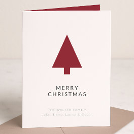 Christmas Tree | Scandi Minimalist Simple Burgundy シーズンカード