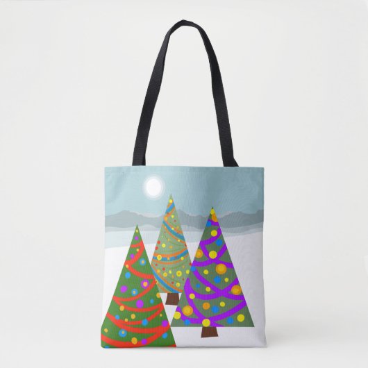 Christmas Tree Scene Tote トートバッグ (正面)