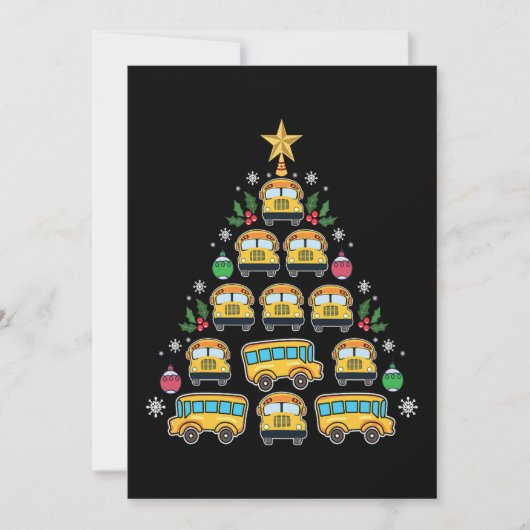 Christmas Tree School Bus Funny Driver Xmas シーズンカード (正面)